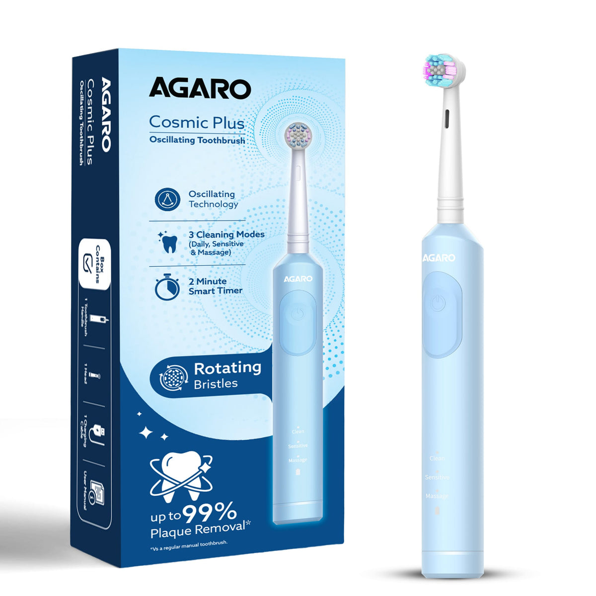 AGARO Cosmic Plus Oscillating Electric Toothbrush for Adults with Oscillating Technology