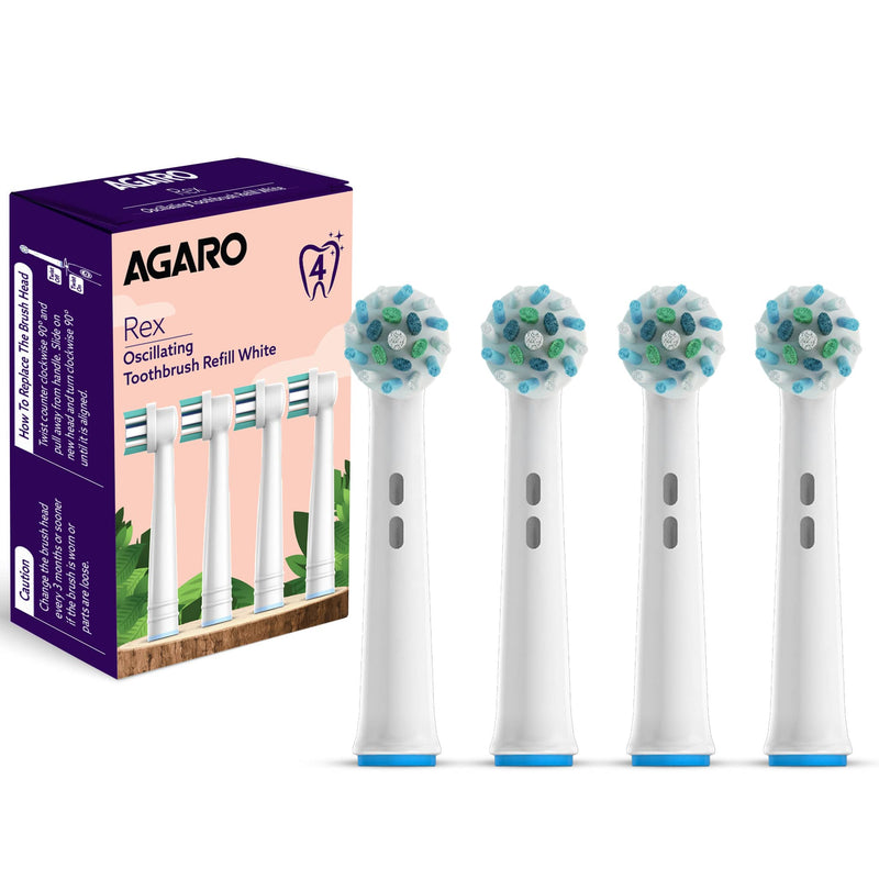 AGARO Rex Oscillating Toothbrush Refill Heads, Soft Bristles, Pack of 4-1