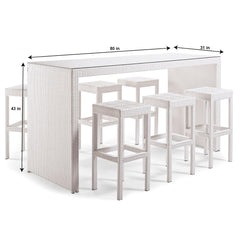 Haven Outdoor Bar Sets 6 Stools and 1 Table Patio Bar Set (White)