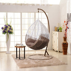 Luoni Single Seater Hanging Swing With Stand For Balcony , Garden Swing (White)