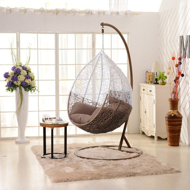 Luoni Single Seater Hanging Swing With Stand For Balcony , Garden Swing (White)