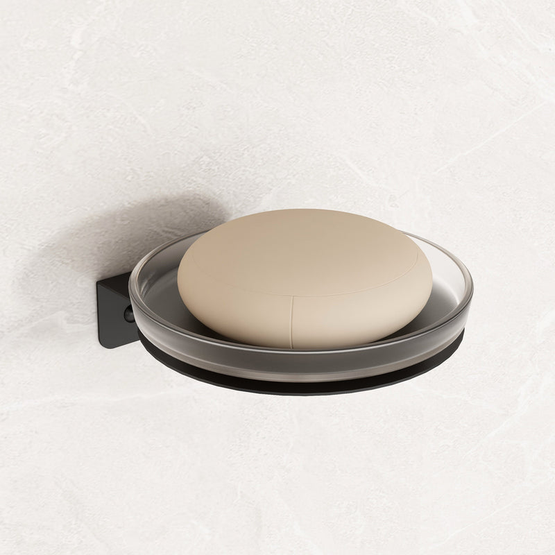 Plantex Single Soap Dish/Stainless Steel Glass Soap Holder/Case/Stand/Soap Bar for Kitchen/Bathroom Accessories - Pack of 1 (Black)-1