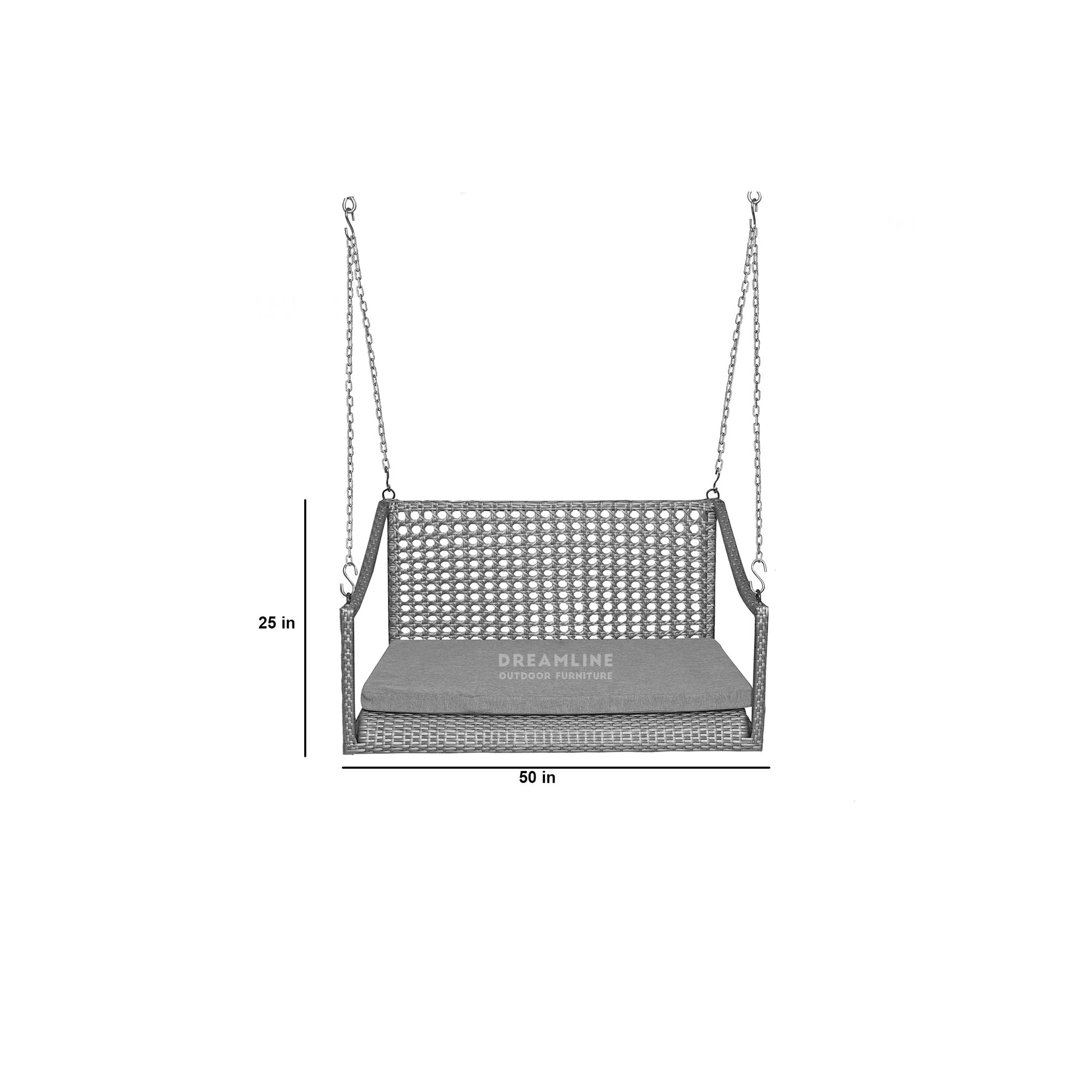Belki Double Seater Hanging Swing Without Stand For Balcony , Garden Swing (Grey)