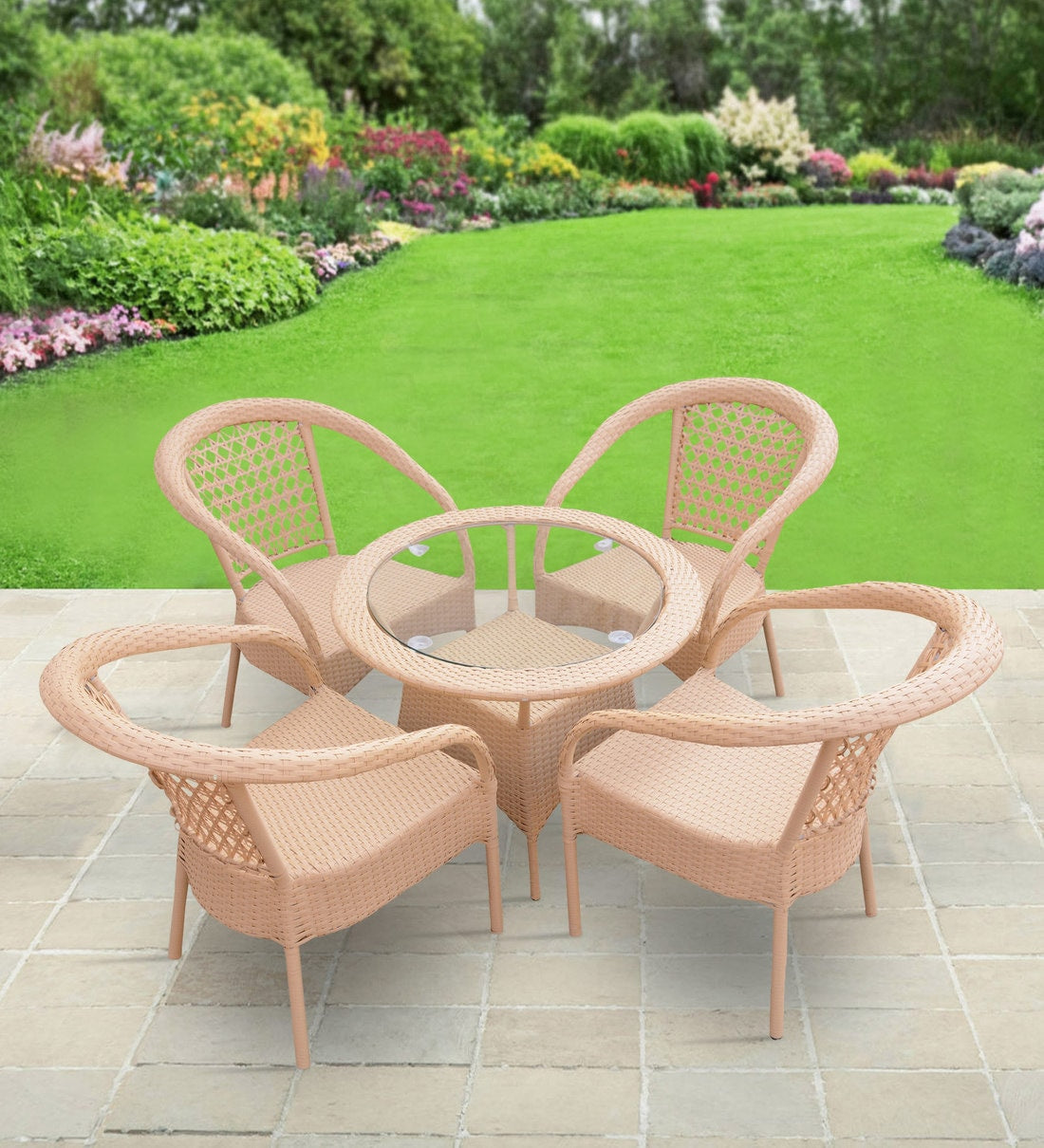 Lion Outdoor Patio Seating Set 4 Chairs and 1 Table Set