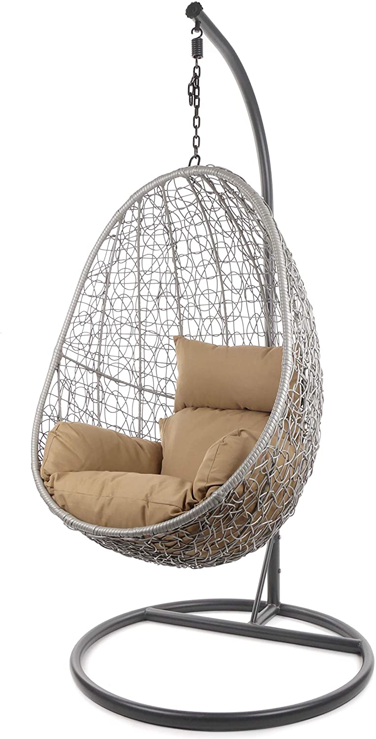 Calabresi Single Seater Hanging Swing With Stand For Balcony , Garden Swing (Dark Grey)