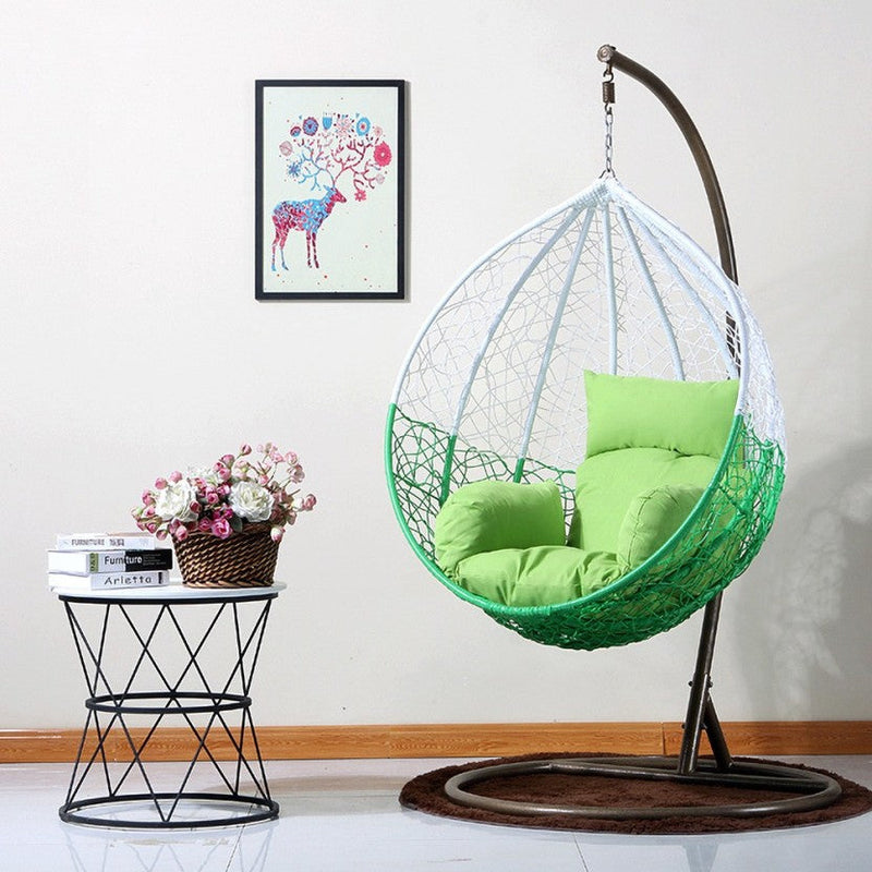 Luoni Single Seater Hanging Swing With Stand For Balcony , Garden Swing (White)