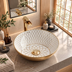 Plantex Table Top Wash Basin For Bathroom/Designer Ceramic Basin/Countertop Vessel Sink Basin - Indo-European Collection (NC-664, 16 x 16 x 5 Inch)-1