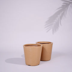 Rib Bucket Tower Outdoor Polymer Planters For Garden, Balcony (Small) (Pair of Two)