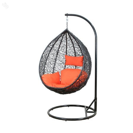 Santa Single Seater Hanging Swing With Stand For Balcony , Garden Swing (Dark Brown)
