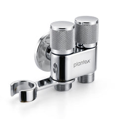 Plantex 2 Way Angle Cock/Stainless Steel Double Outlet Water Valve/Bathroom & Kitchen Tap Connector/Water Faucet - Pack of 1 (Chrome, APS-N-7)-1