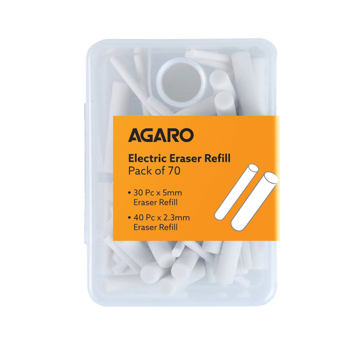 AGARO Electric Eraser Refill Pack of 70, 2.3mm & 5mm Eraser, Sketching, Drawing, Portrait Shading