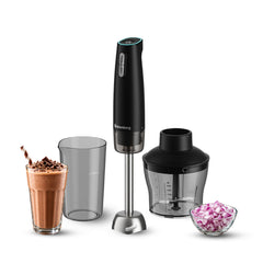 atomberg Velza ChopWiz Hand Blender with Chopper Jar | 2 Blending Modes | 900W Peak Power | SS304 Blades | Advanced Safety Features | 3 Year Warranty (Midnight Black)