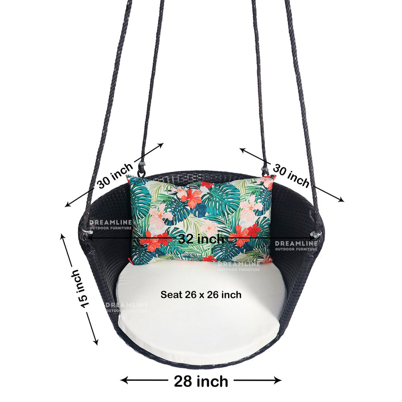 Lalo Single Seater Hanging Swing Without Stand For Balcony , Garden Swing (Black)