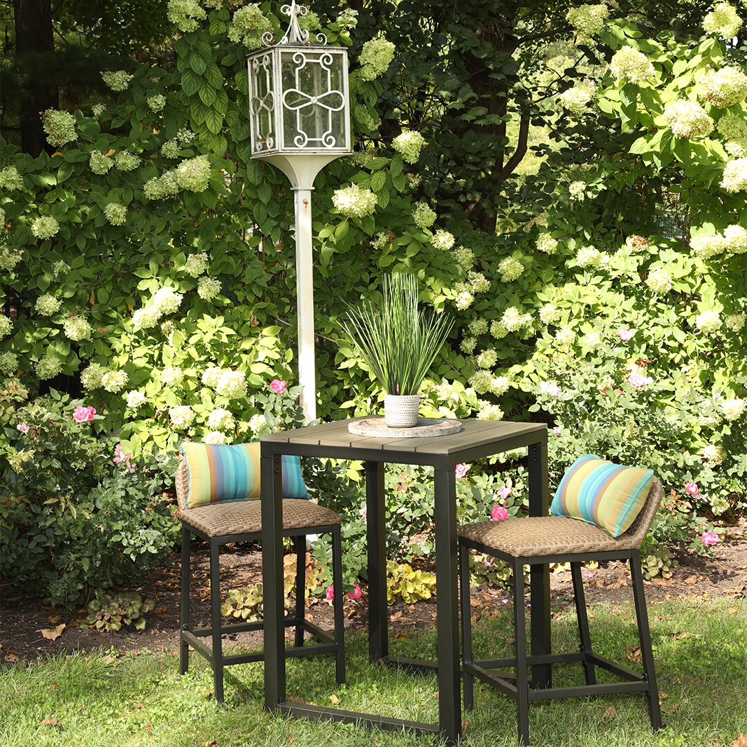 Romani Outdoor Patio Bar Sets 2 Chairs and 1 Table (Cream)