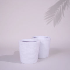 Rib Bucket Tower Outdoor Polymer Planters For Garden, Balcony (Small) (Pair of Two)