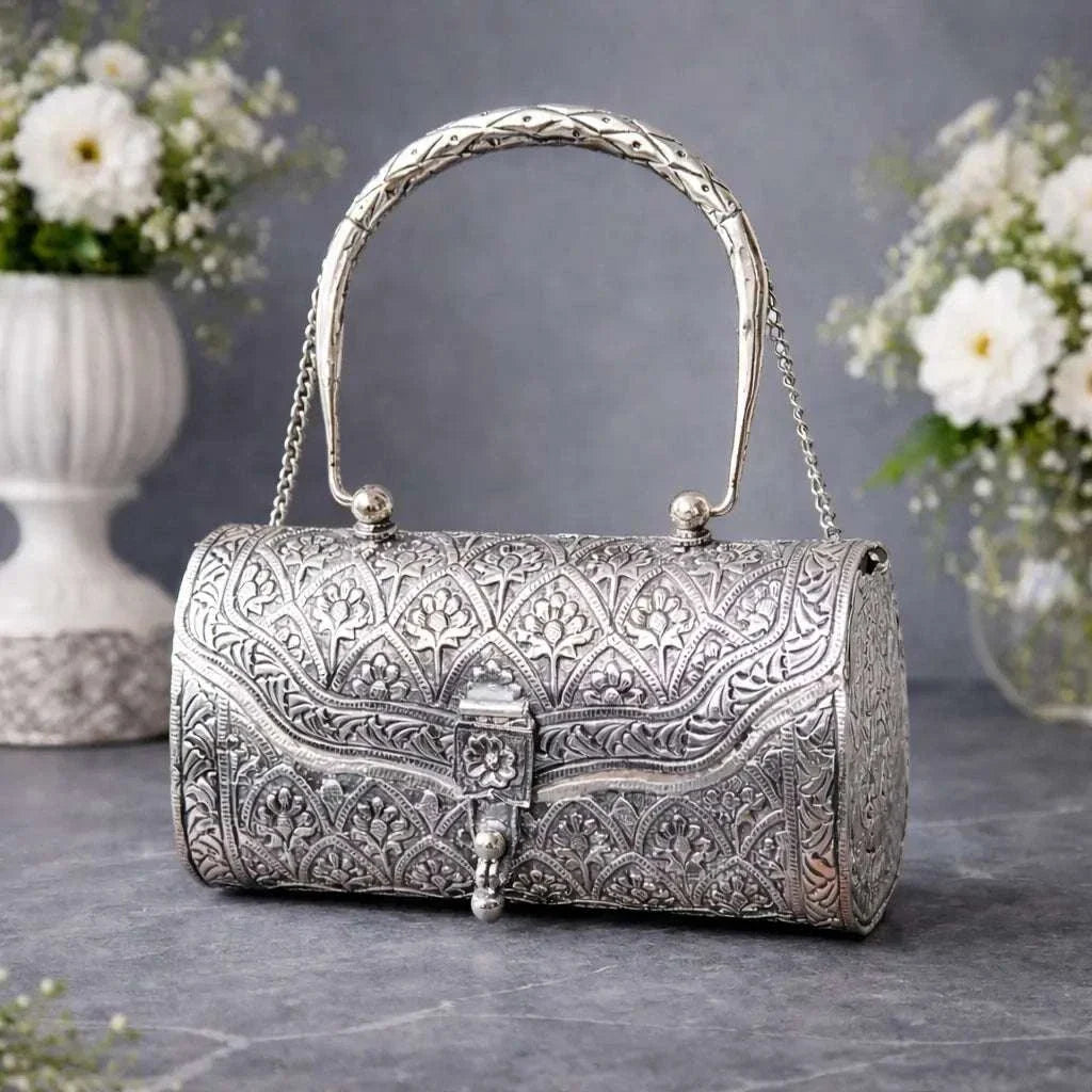 Brass Silver Plated Purse / Clutch bag (8.5 Inch)
