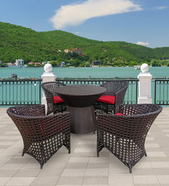 Alex Outdoor Patio Seating Set 4 Chairs and 1 Table Set (Brown)