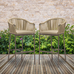 Alp Outdoor Patio Bar Chair 2 Chair For Balcony Braided & Rope