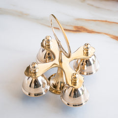 Brass 4 Bell with Ergonomic Handle| Multi-Tone Temple Bell