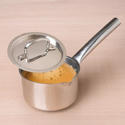 100% Premium Quality Tri-Steel Stainless Steel Tea/Milk Pan/Saucepan, 3 Layer Thick Bottom, Non-stick,  Induction & Gas, 1.3L