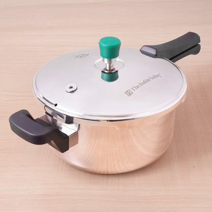 Tri-ply Stainless Steel Pressure Pan, Premium Quality, 3 Layer Thick Body, Heavy Bottom, 100% Food-safe, ISI Certified, Induction & Gas, 3.5/5L