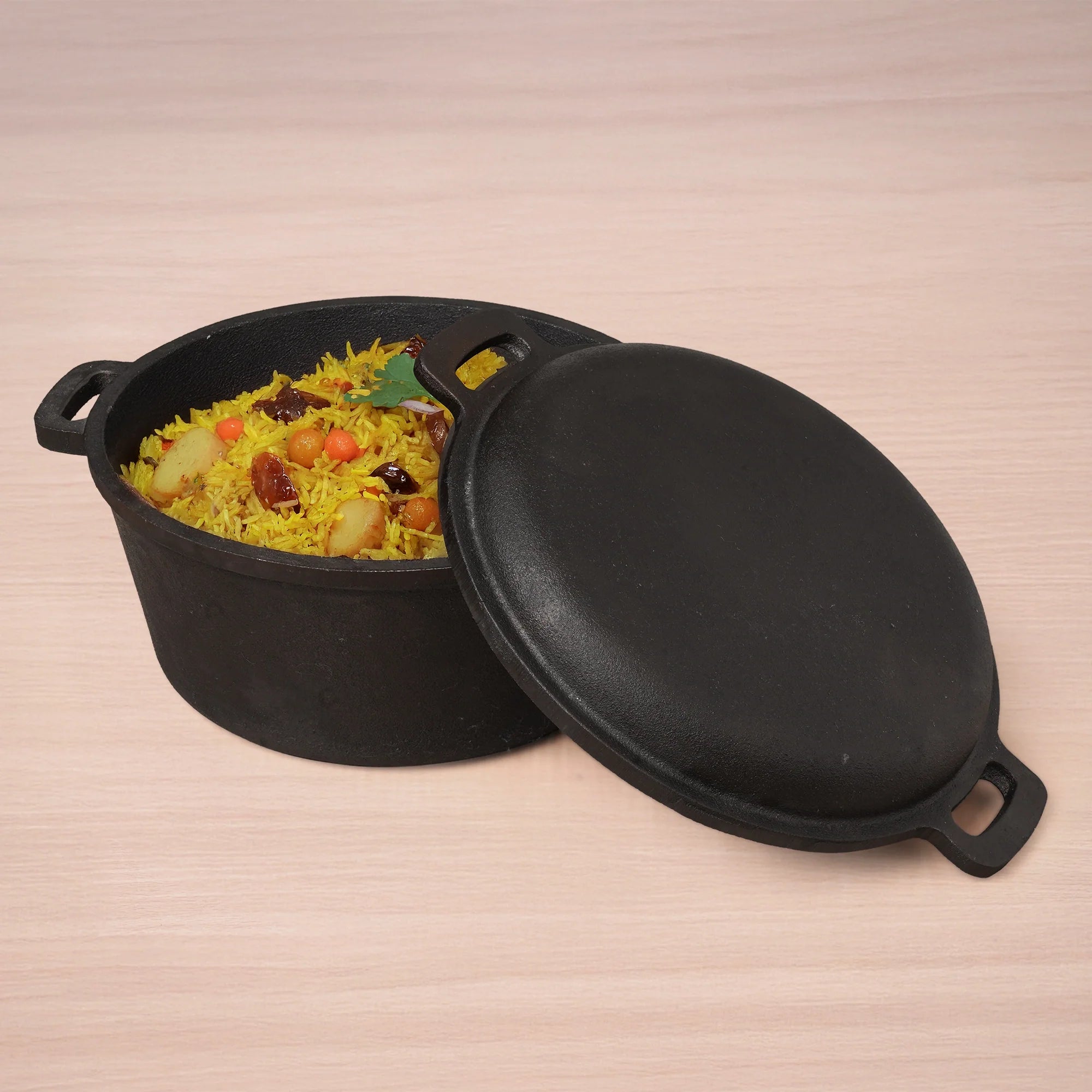 CASTrong Cast Iron Dutch Oven/ Casserole with Lid,Pre-seasoned, 100% Pure, Toxin-free, Induction, 26.5cm, 5 Liter, 7.9 kg