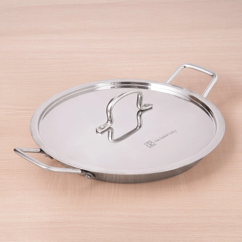 TurboCuk Tri-ply Stainless Steel Jalebi Pan (30cm, 1.5L) – No Sticking, No Burning | With Steel Lid | Fast Heating, Healthy Cooking | Induction Safe
