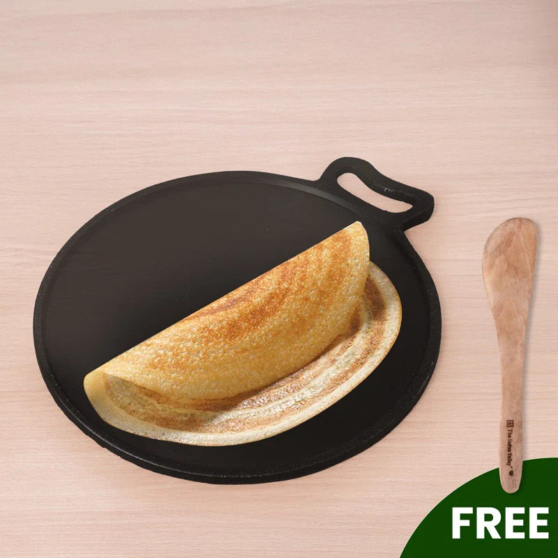 Super Smooth Cast Iron Tawa,Pre-seasoned, Nonstick, 100% Pure, Toxin-free, Free ₹110 Spatula, 26.7cm/30.2cm
