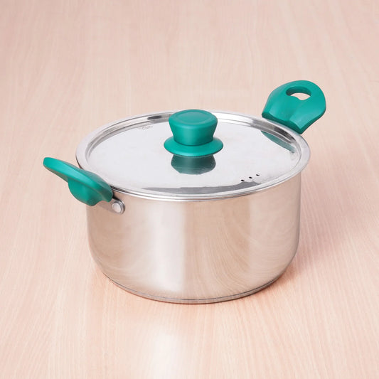 Tri-Steel Stainless Steel Biryani Pot+ Lid, Premium Quality, Tri-ply (3 Layer) Bottom, Soft-touch Handles, 100% Toxin-free, Non-stick, Induction & Gas, 1.5/2.3L, 16/18cm