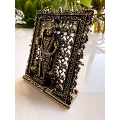 Pure Brass Miniature Murugan Ji Murti with Ornate Border - 7.37 cm