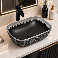 Plantex Wash Basin for Bathroom/Ceramic Table Top Washbasin/Countertop Vessel Sink Basin - Indo-European Collection (EQTT-521,18 x13x 5 Inch)-1