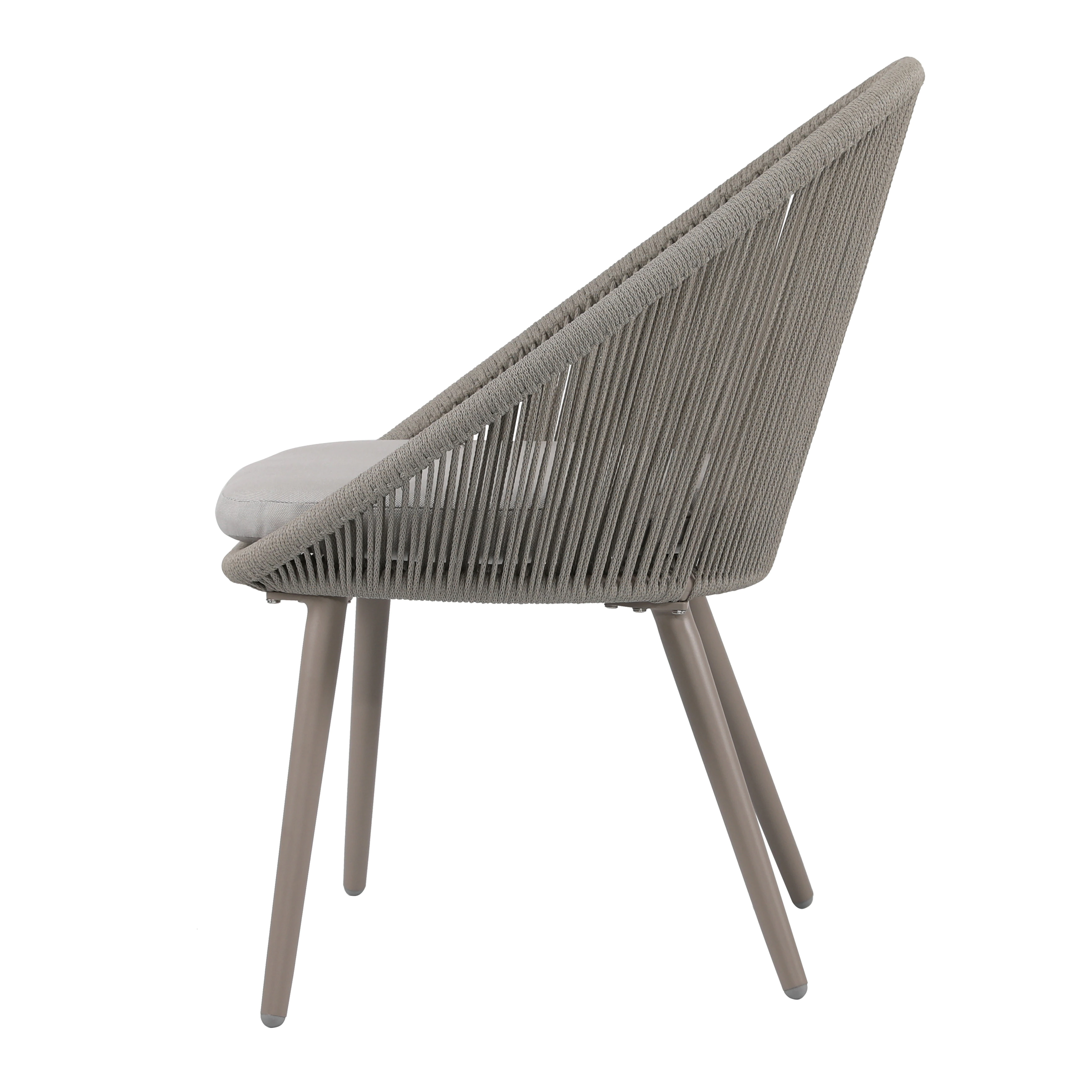 Yawl Outdoor Patio Seating Set 2 Chairs and 1 Table Set (Grey) Braided & Rope