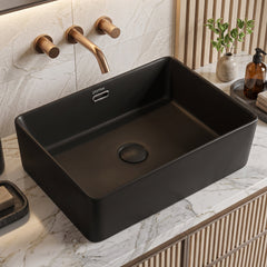 Plantex Basin for Bathroom/Ceramic Washbasin/Rectangle Table Top Wash Basin/Counter Top Basin for Home/Hotel - (Matt Black)-1