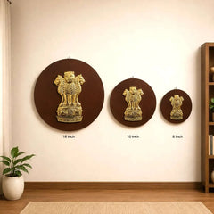 Brass Ashok Stambh With Wooden Base Wall Hanging