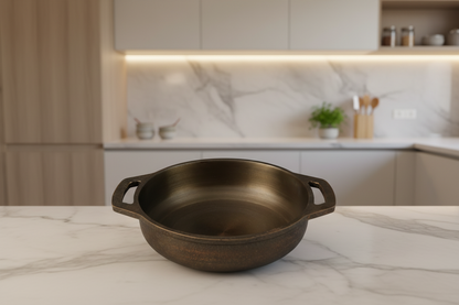SUPER SMOOTH Cast Iron Flat Bottom Kadai