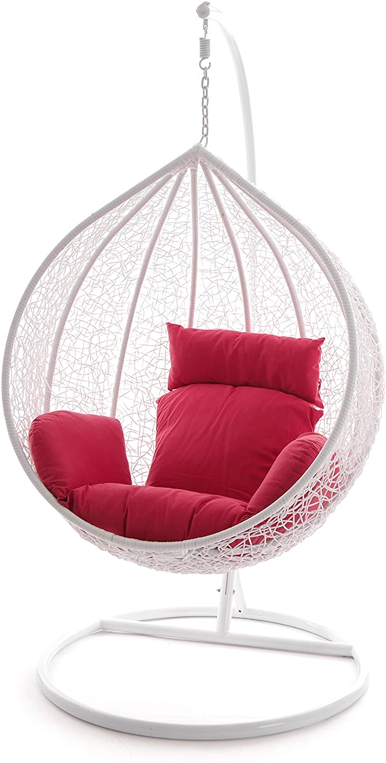 Faustino Single Seater Hanging Swing With Stand For Balcony , Garden Swing (White)
