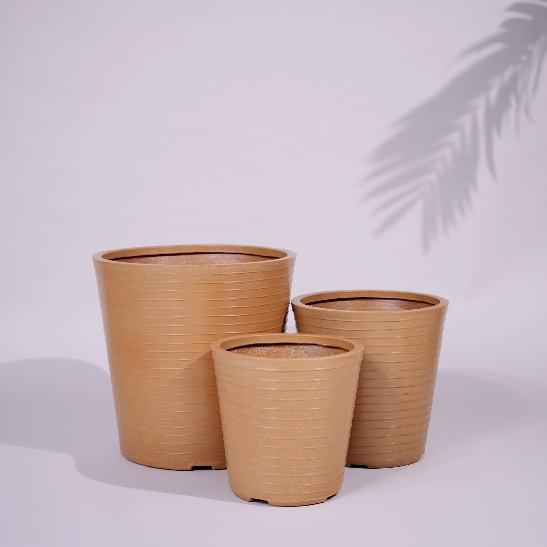 Rib Bucket Tower Outdoor Polymer Planters For Garden, Balcony (Pair of Large, Small and Medium)