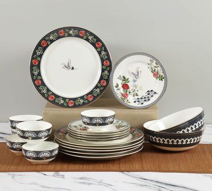 India Circus Gruidae's Trance Dinner Set - 20 Pieces, For Family of 6