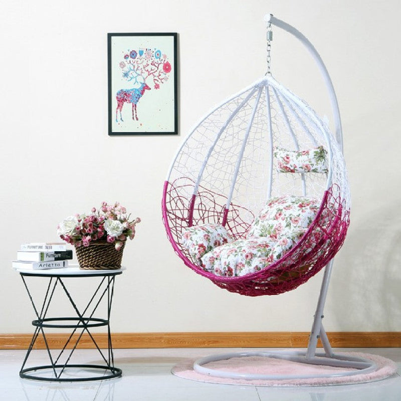 Luoni Single Seater Hanging Swing With Stand For Balcony , Garden Swing (White)