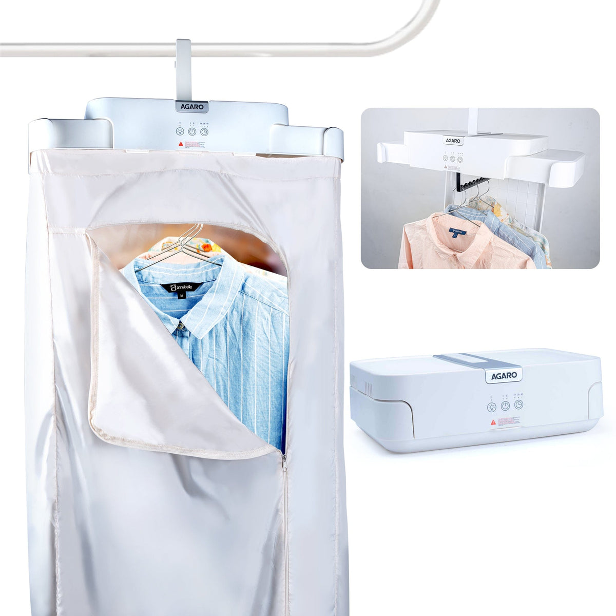 AGARO Regal Portable Clothes Dryer, Automatic Clothes Warmer Machine with Hanger,103L Capacity, 9 Pieces at a time, 600W
