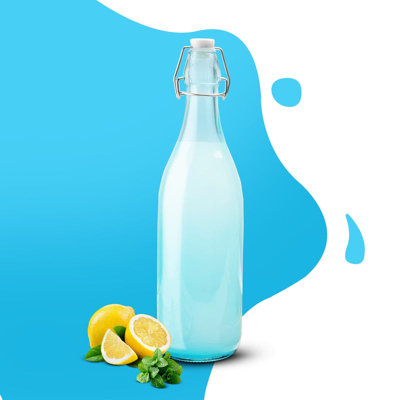 AGARO Elegant Flip Top Glass Bottle 1L, 1000ml, Freezer Safe & Leakproof Flip Cap Colour & Stylish