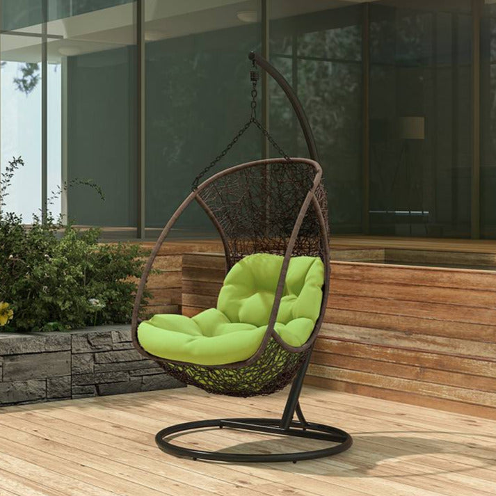 Nucci Single Seater Hanging Swing With Stand For Balcony , Garden Swing (Dark Brown)