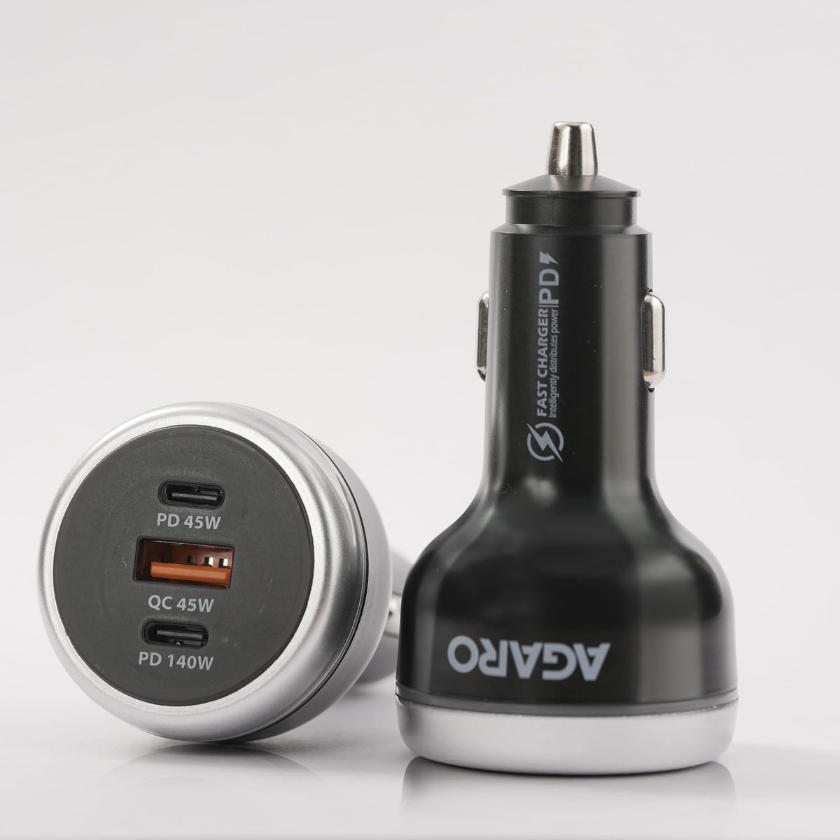 AGARO Flash Car Charger, 230W, 3 Ports Fast Car Charger, Dual Type-C PD 140W + 45W, USB-A Post 45W, Supports Super-Fast 