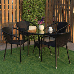 Duke Outdoor Patio Seating Set 4 Chairs and 1 Table Set (Black)