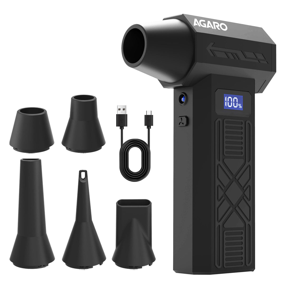 AGARO Electric Air Duster, Powerful 120000 RPM Cordless Mini Blower with 4-Speed Settings, Digital Display & 5200 mAh Ba