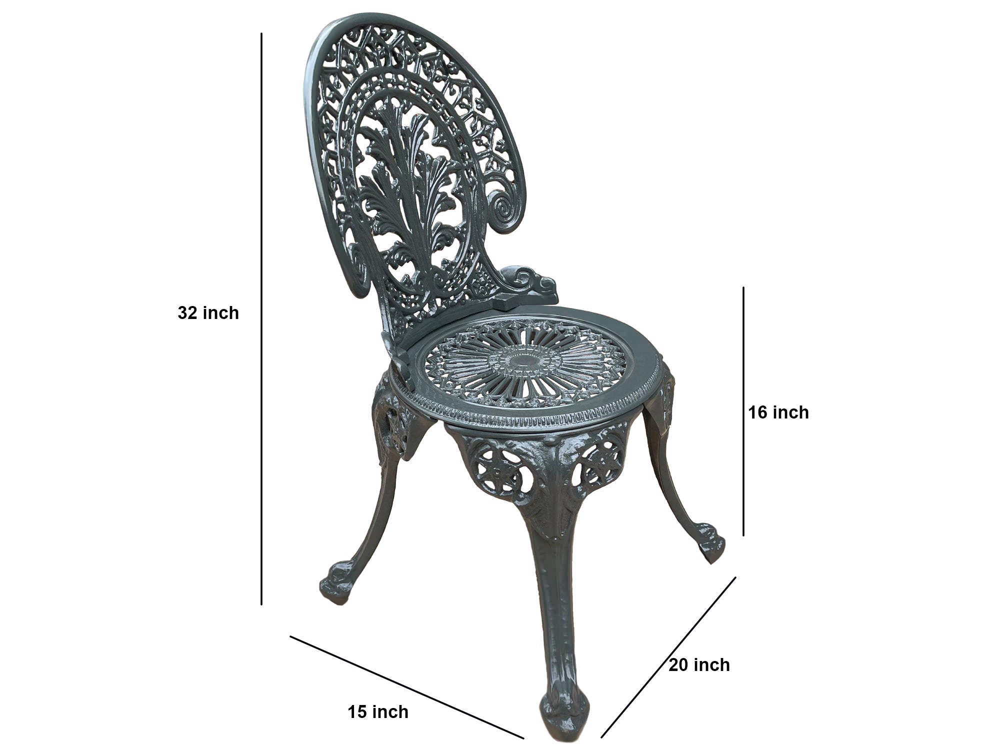 Nikola Cast Aluminium Garden Patio Seating 4 Chair and 1 Table Set (Black)