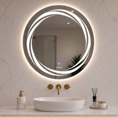 Plantex Glass Mirror with Light with 3 Tone/Smart Mirror Shatterproof for Living Room/Bedroom/Dressing Room - Round Shape (24 Inch)-1
