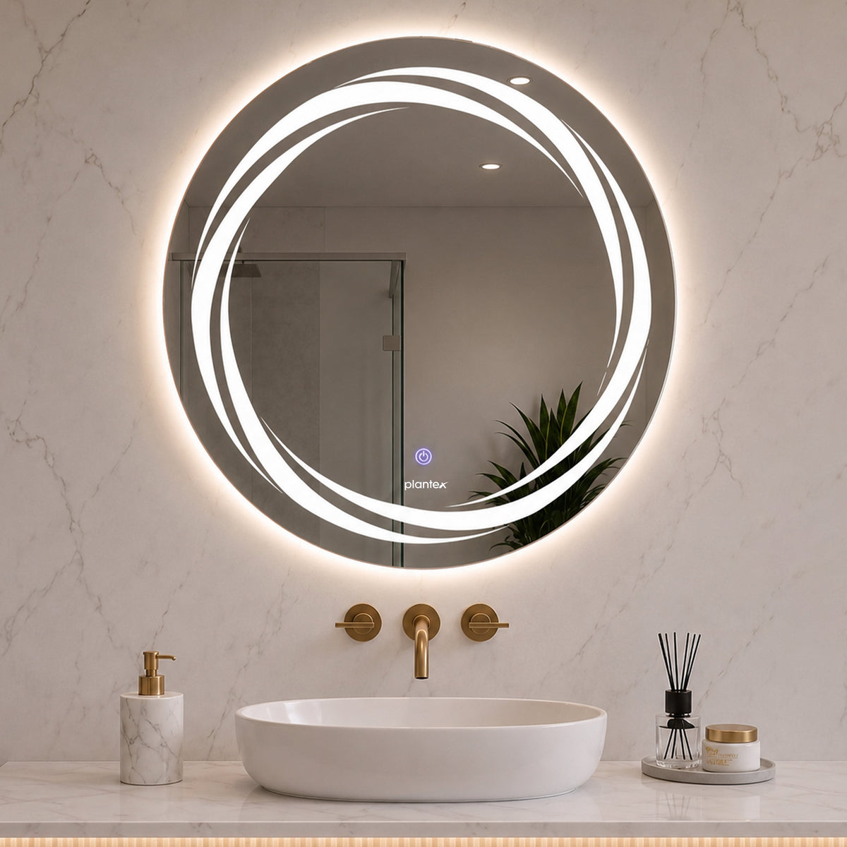 Plantex Glass Mirror with Light with 3 Tone/Smart Mirror Shatterproof for Living Room/Bedroom/Dressing Room - Round Shape (24 Inch)