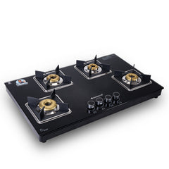 Wonderchef Octavia 4 Burner Glass Hob Top Auto Cooktop | 8mm Toughened Glass | Auto Ignition | Forged Brass Burners | St