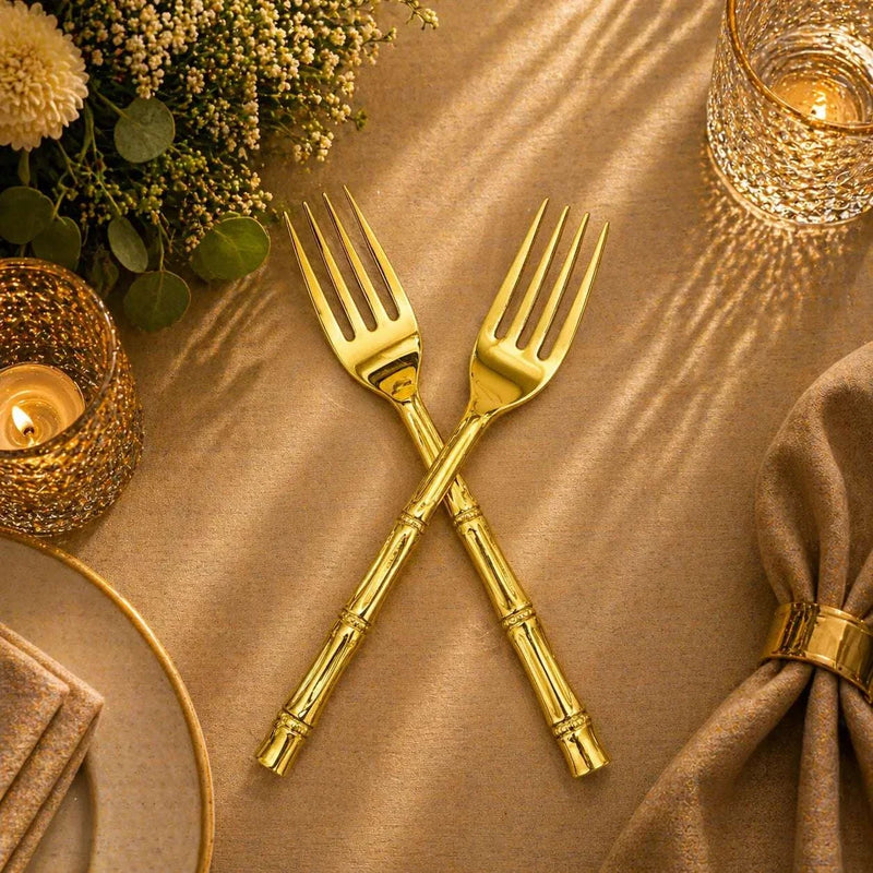 Handcrafted Brass Fork & Spoon Set – Premium Indian Brassware (7.2 Inch)
